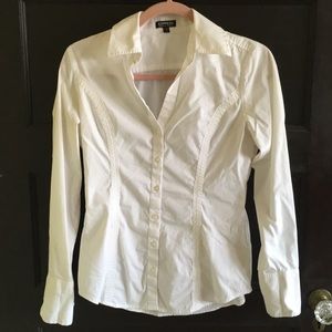 Express white button down long sleeve blouse
